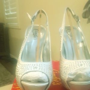 Silver jeweled heels